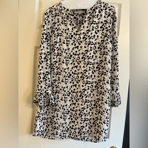 LOFT Leopard Print Long Sleeve Dress